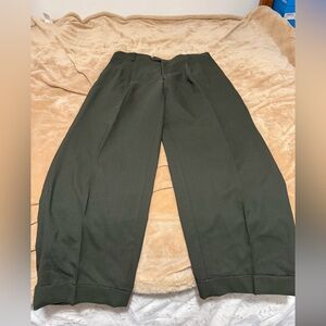 Alfani Classic Dark Green Wide-Leg Trousers Size 34